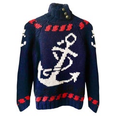 1990s Dolce & Gabbana Blue Nautica Roller Neck Wool Sweater