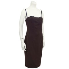 1990s Dolce & Gabbana Brown Cocktail Dress with Lace Bra