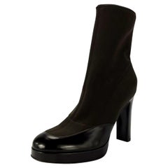 1990s Dolce & Gabbana Brown Neoprene Boot Heels Size 38.5