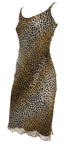 1990s Dolce & Gabbana Cheetah Print Chiffon Overlay Slip Dress