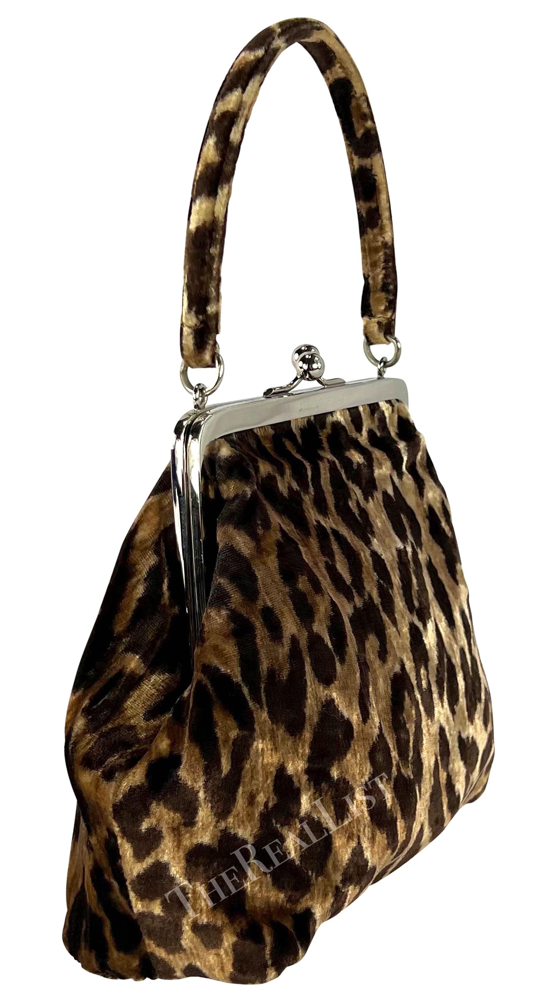 1990s Dolce & Gabbana Cheetah Velvet Top Handle Evening Bag In Good Condition For Sale In West Hollywood, CA
