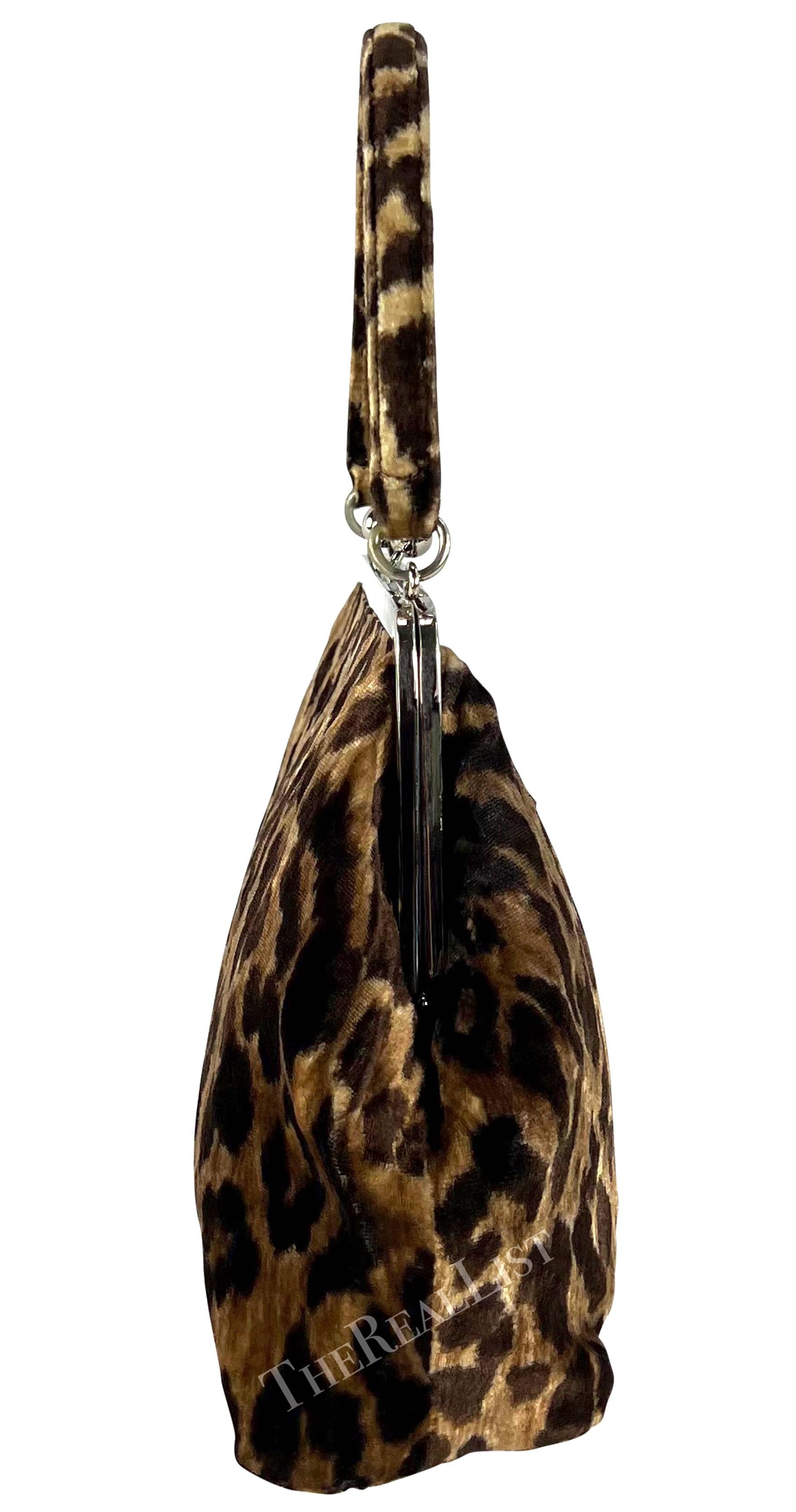 Women's 1990s Dolce & Gabbana Cheetah Velvet Top Handle Evening Bag For Sale