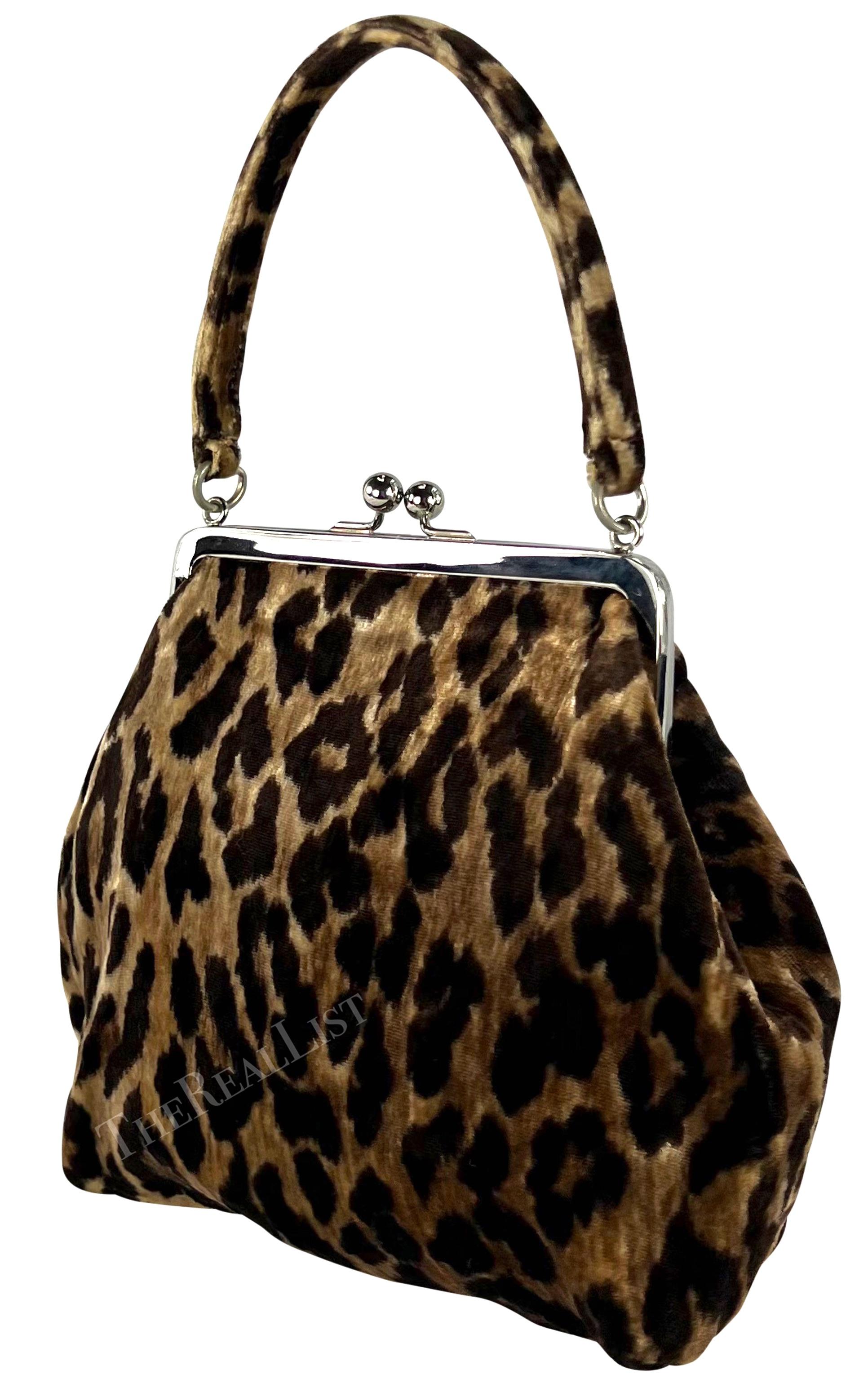 1990s Dolce & Gabbana Cheetah Velvet Top Handle Evening Bag For Sale 1