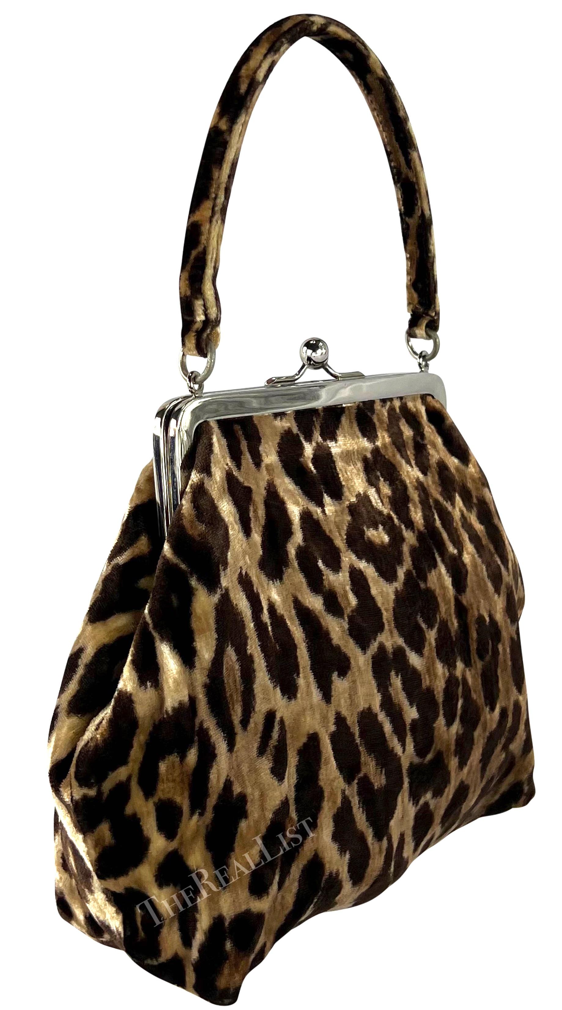 1990s Dolce & Gabbana Cheetah Velvet Top Handle Evening Bag For Sale 2