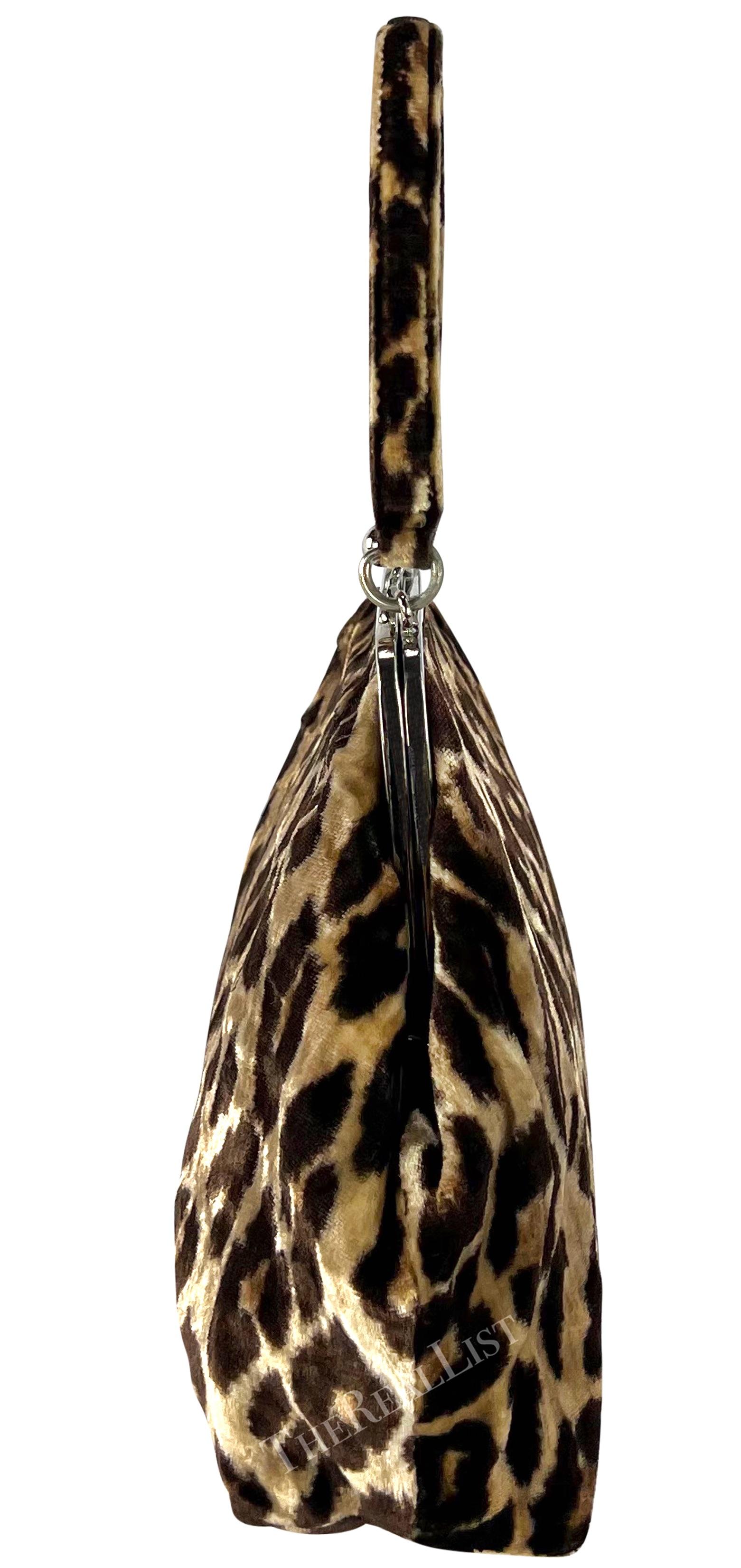 1990s Dolce & Gabbana Cheetah Velvet Top Handle Evening Bag For Sale 3