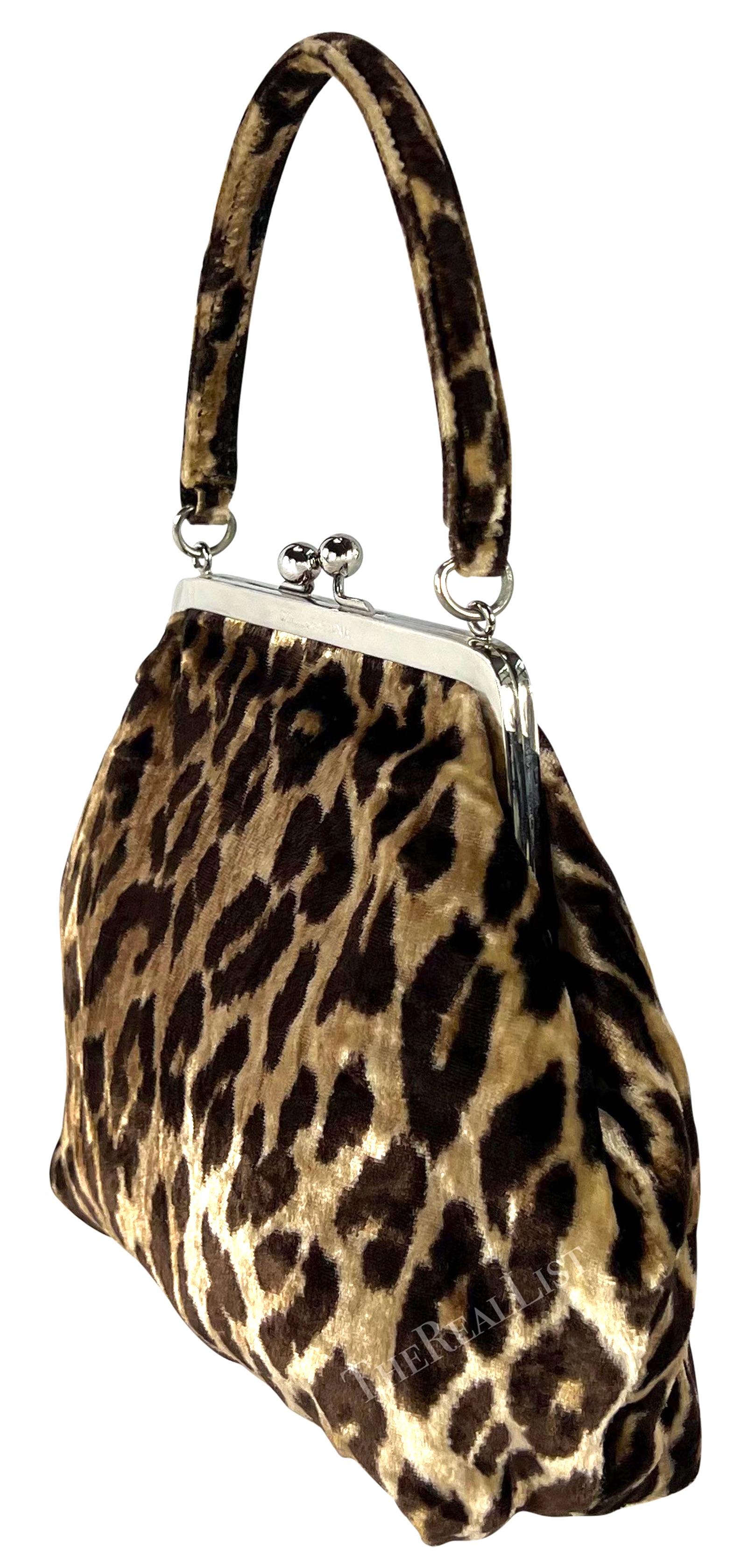 1990s Dolce & Gabbana Cheetah Velvet Top Handle Evening Bag For Sale 4