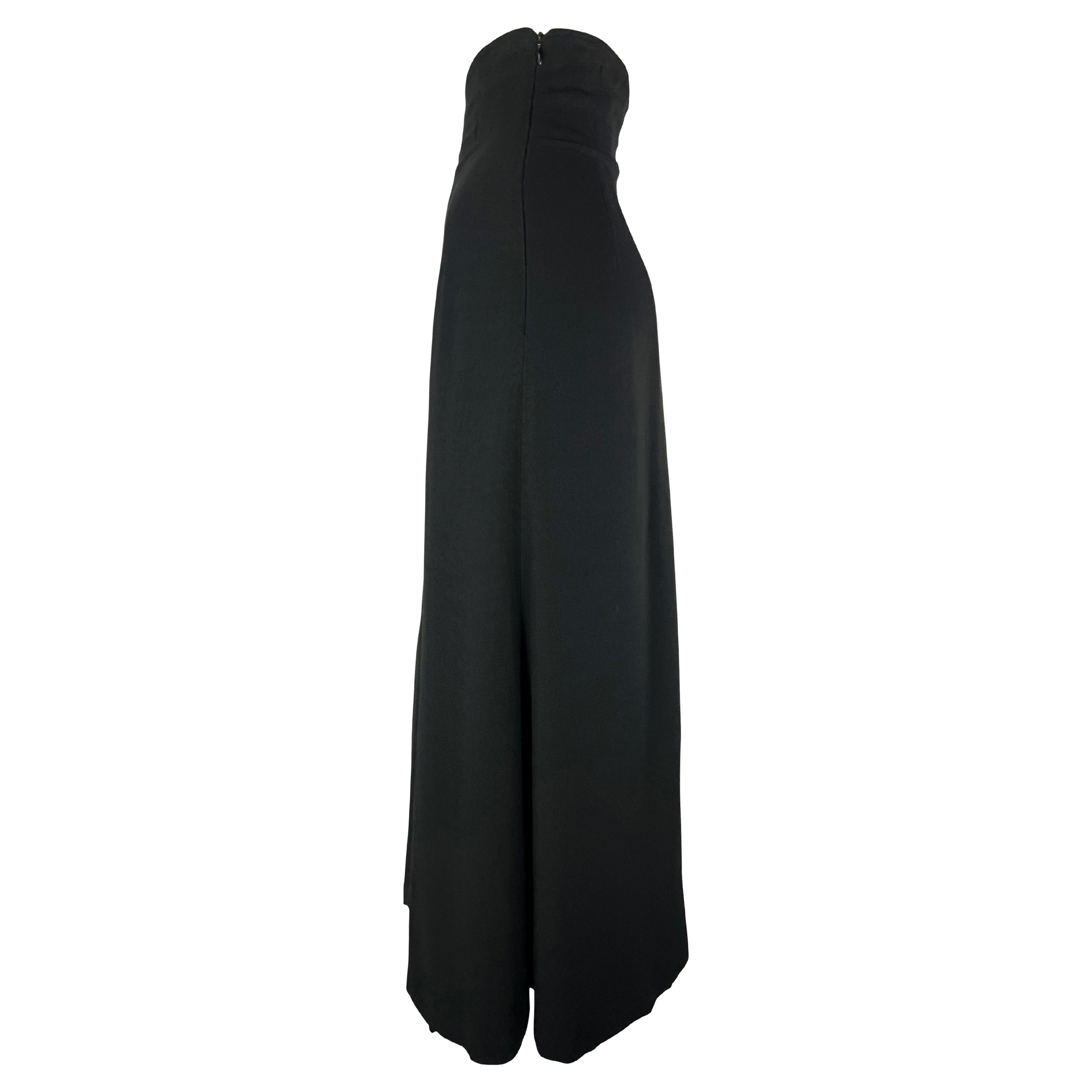 Women's 1990s Dolce & Gabbana Chiffon Ruffle High Waisted Slit Black Maxi Skirt For Sale
