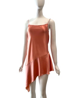 1990's Dolce & Gabbana Coral Pink Satin Asymmetrical Mini Dress