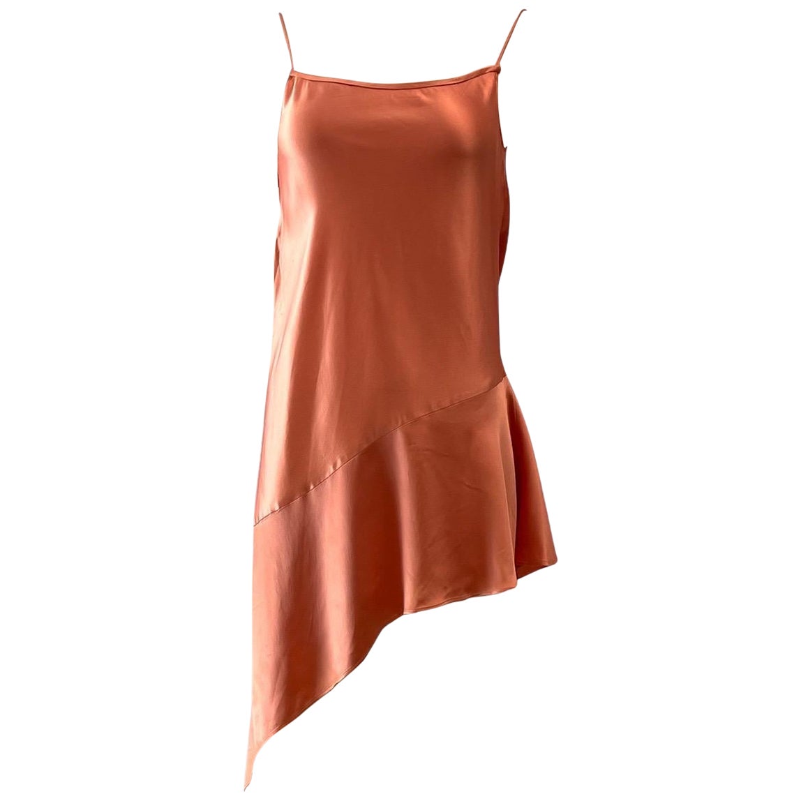 Dolce & Gabbana - Robe courte asymétrique en satin rose corail, années 1990