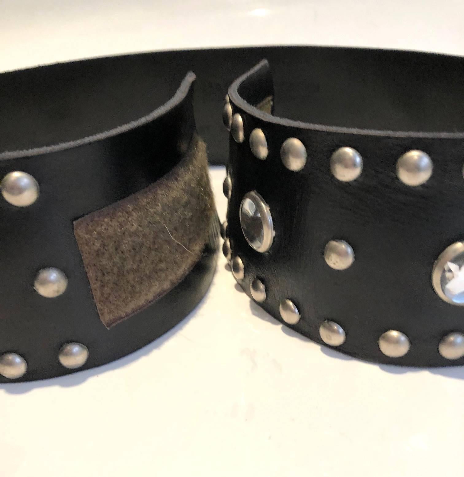 1990s Dolce & Gabbana Crystals and Leather Belt