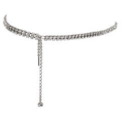 1990s Dolce & Gabbana Crystal Rhinestone Silver-Tone Chain Link Belt