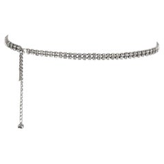 1990s Dolce & Gabbana Crystal Rhinestone Silver-Tone Chain Link Belt