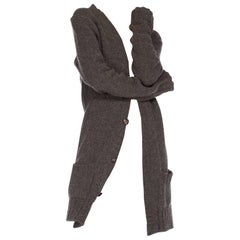 Vintage 1990S DOLCE & GABBANA Dark Grey Wool Knit Oversized Sweater Cardigan