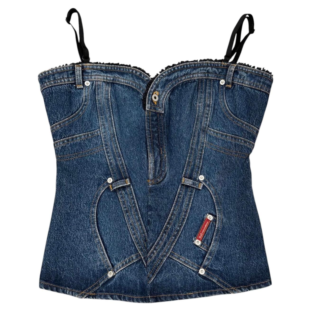 1990er Dolce & Gabbana Denim Korsett Top neu mit Tags