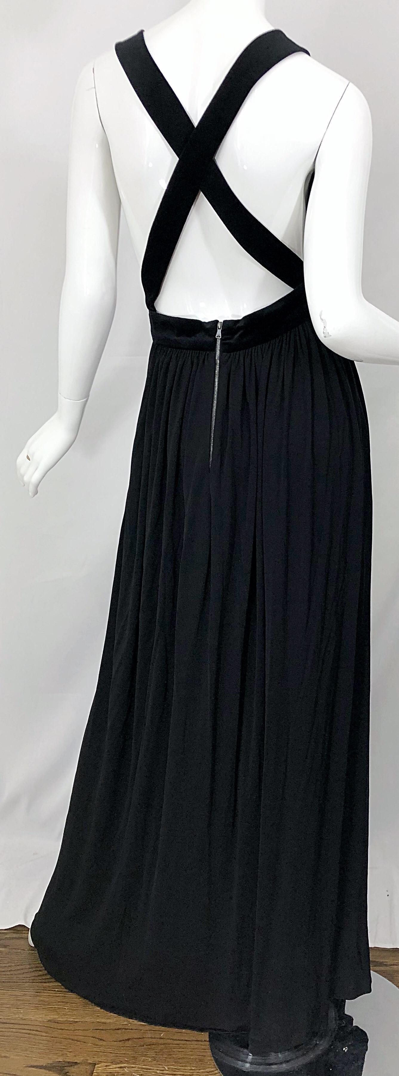 1990s Dolce & Gabbana D&G Black Plunging Sexy Beaded Sleeveless Vintage 90s Gown For Sale 6