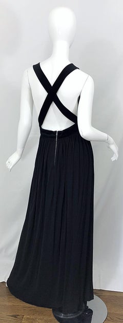 1990s Dolce & Gabbana D&G Black Plunging Sexy Beaded Sleeveless Vintage 90s Gown
