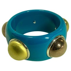 1990s Dolce & Gabbana D&G Emerald Blue Cuff Bangle  Bracelet
