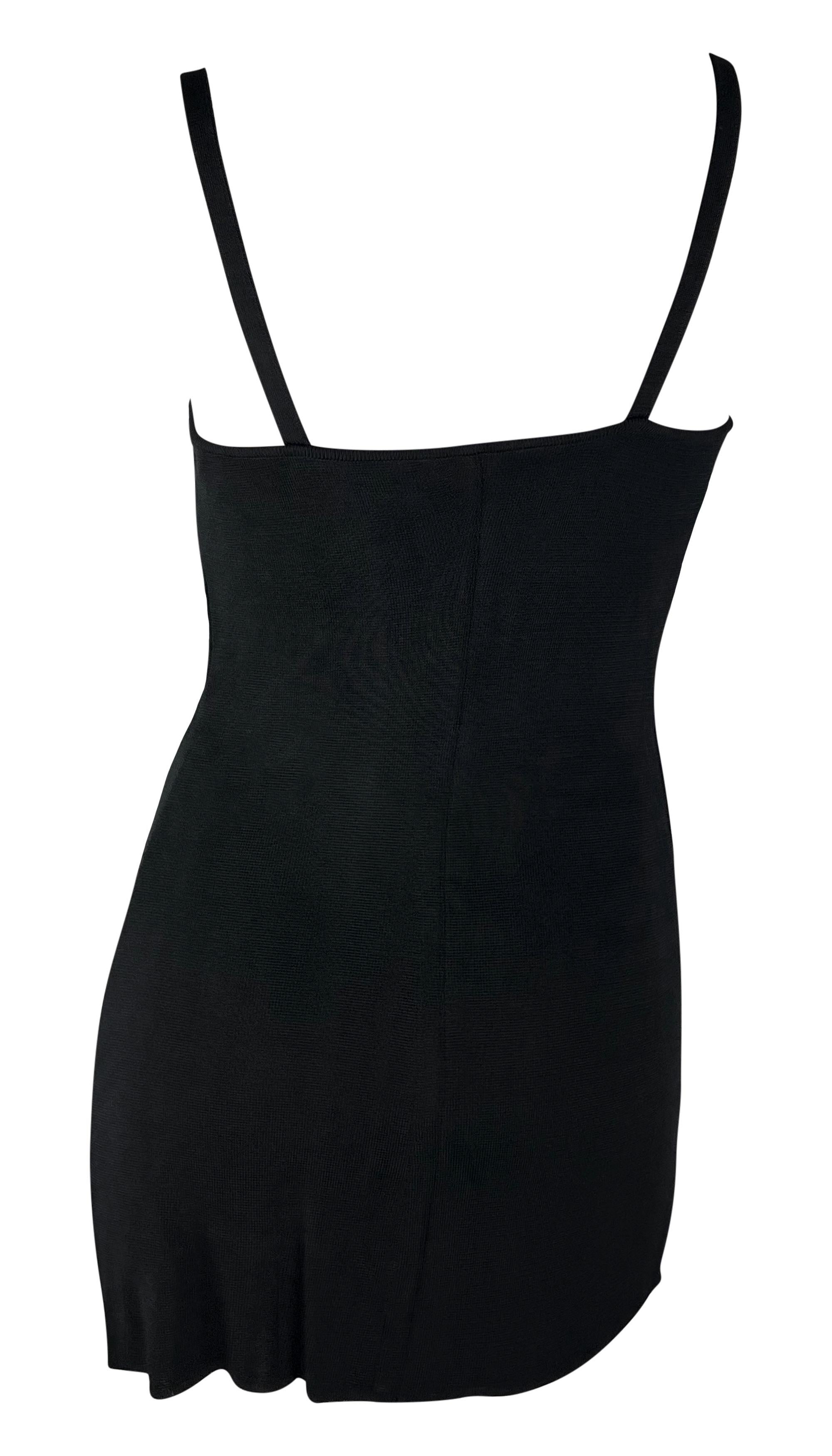 1990s Dolce & Gabbana Double Logo Buckle Stretch Black Knit Mini Dress For Sale 1