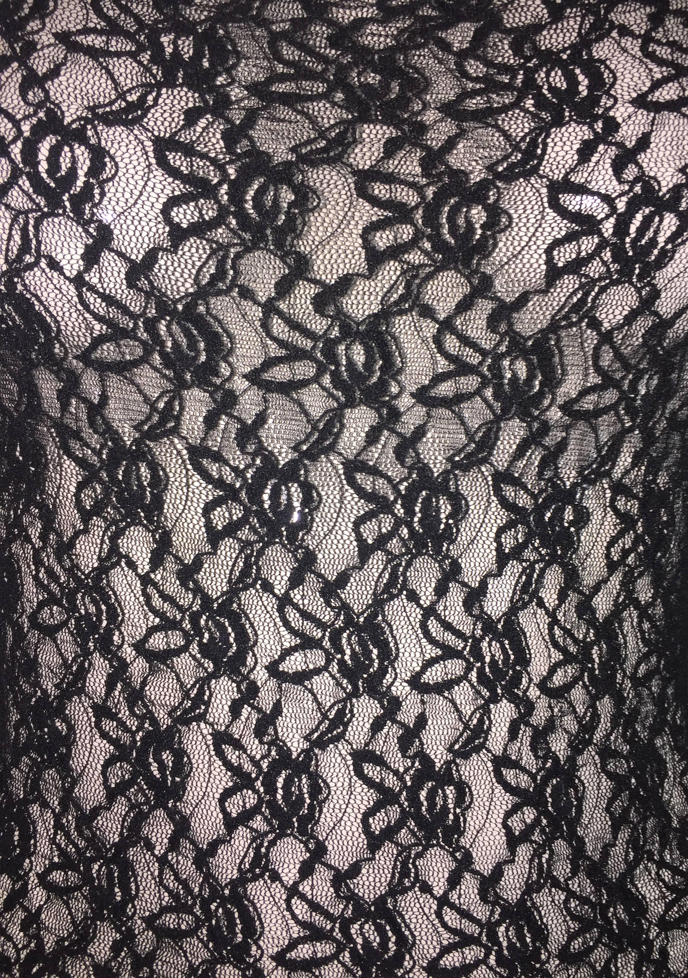 Black 1990's Dolce & Gabbana Embroidered Fishnet Mesh Wiggle Pin-Up Dress