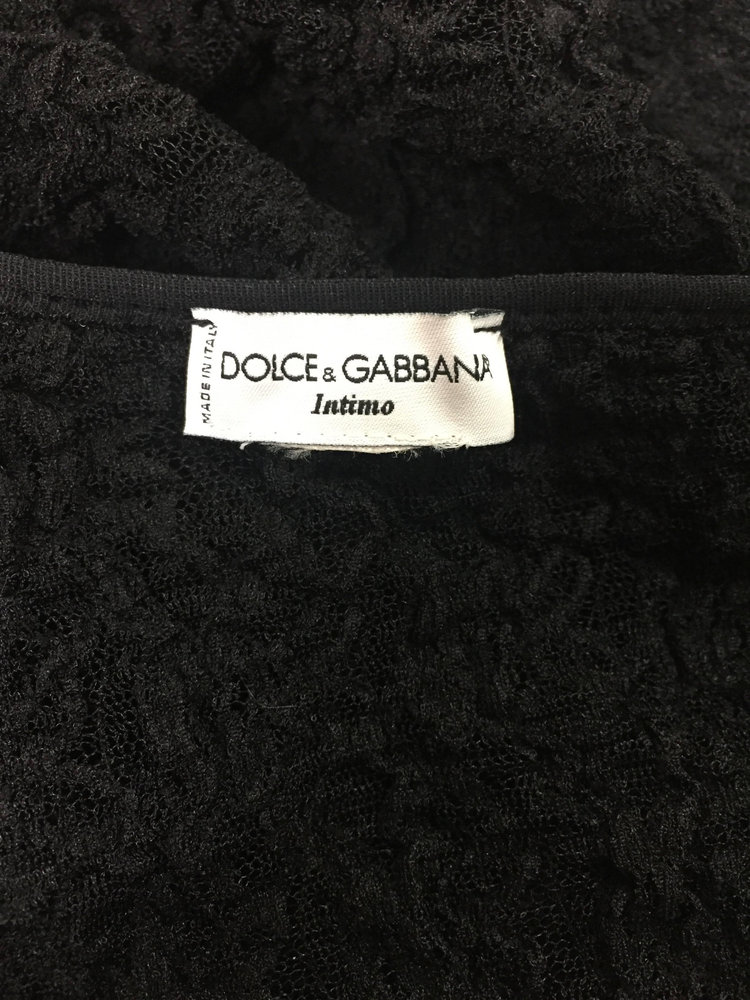 1990's Dolce & Gabbana Embroidered Fishnet Mesh Wiggle Pin-Up Dress In Excellent Condition In Yukon, OK