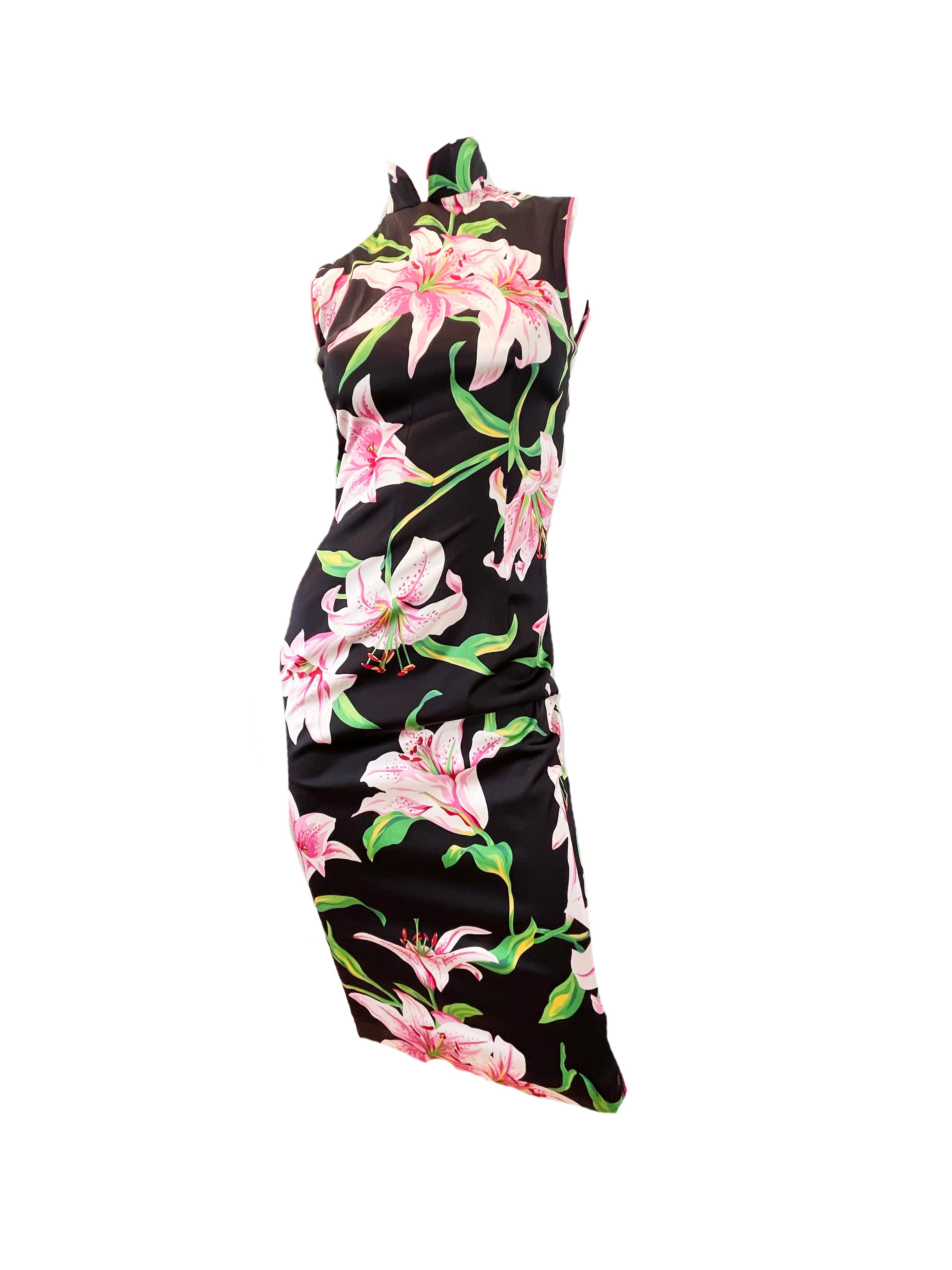 1990er Jahre Dolce & Gabbana geblümtes Kleid (Schwarz)