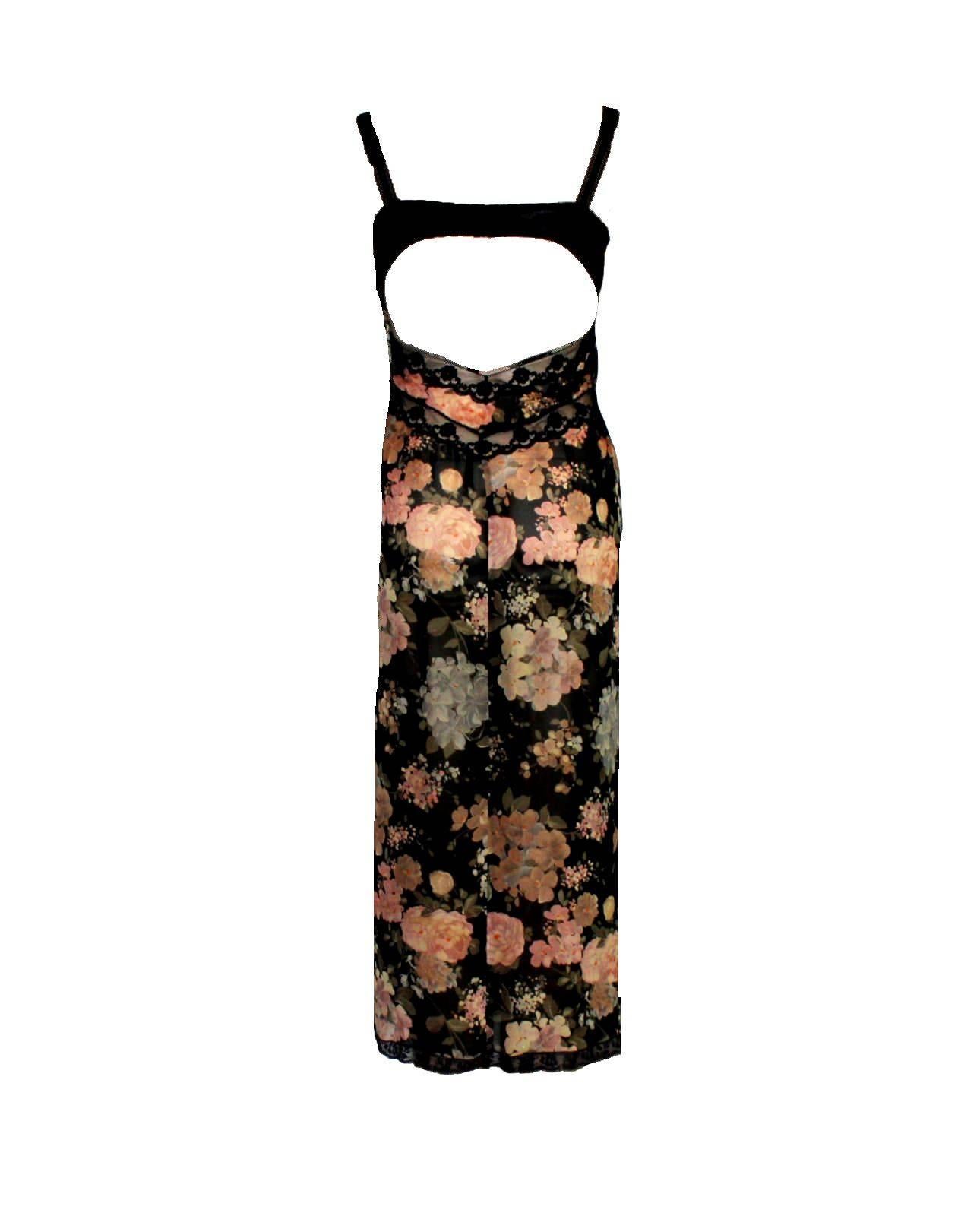 A Dolce & Gabbana classic signature piece that will last you for years
From the 1997 collection
    Made out of a fantastic flower print fabric
    Lace inserts
Black corset bra top
Silk tie on side
Lace trimming on hem
    Dry Clean Only
    Made