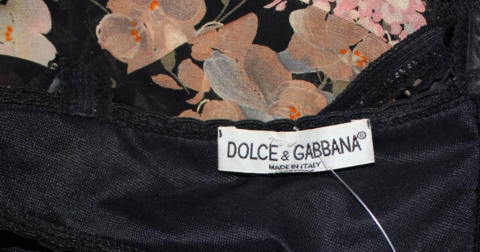 UNWORN Dolce & Gabbana Floral Print Corset Midi Dress Gown 1997 S 1