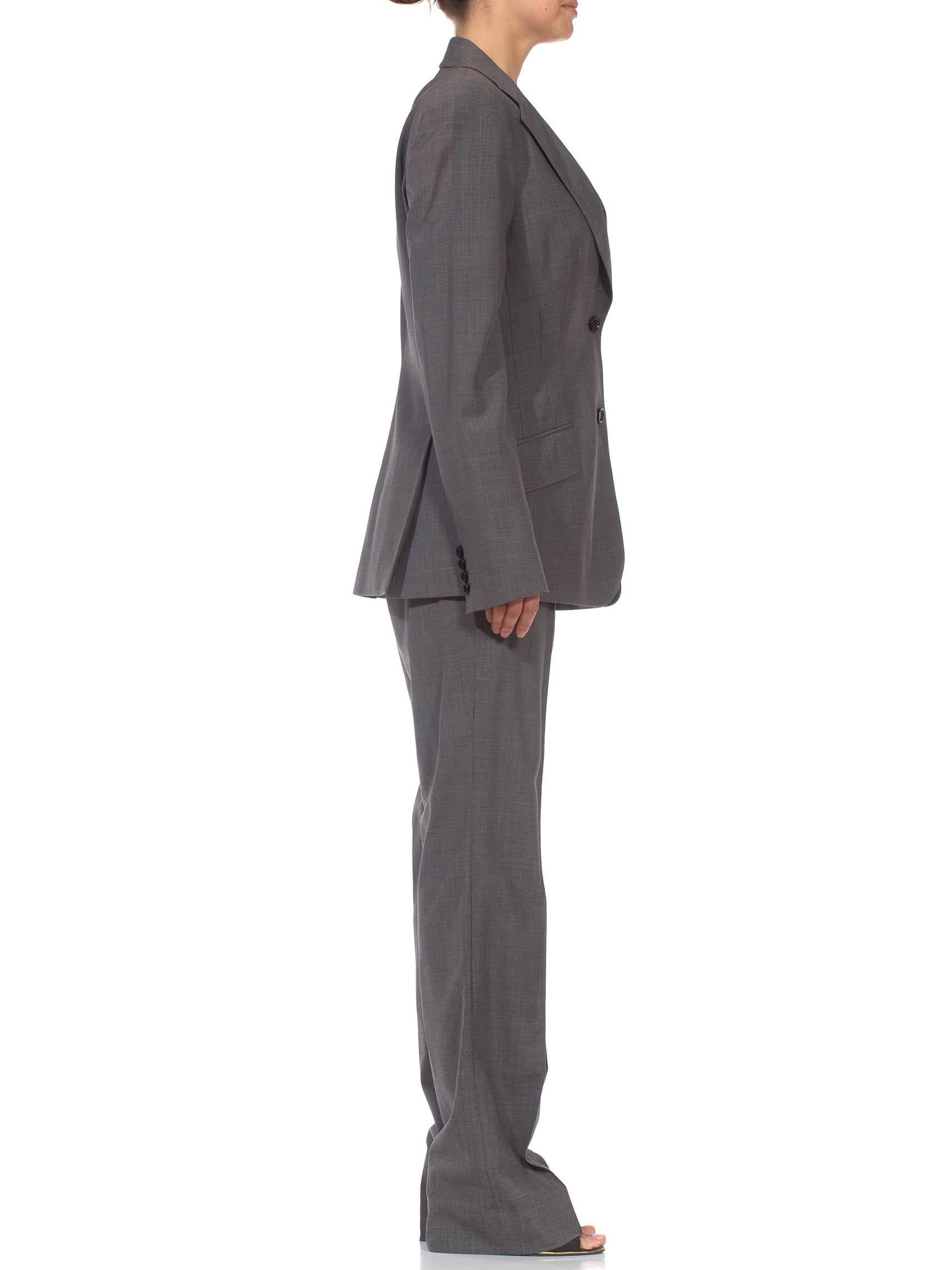 Gray 1990S DOLCE & GABBANA Grey Wool Blend Single Breasted Pant Suit For Sale
