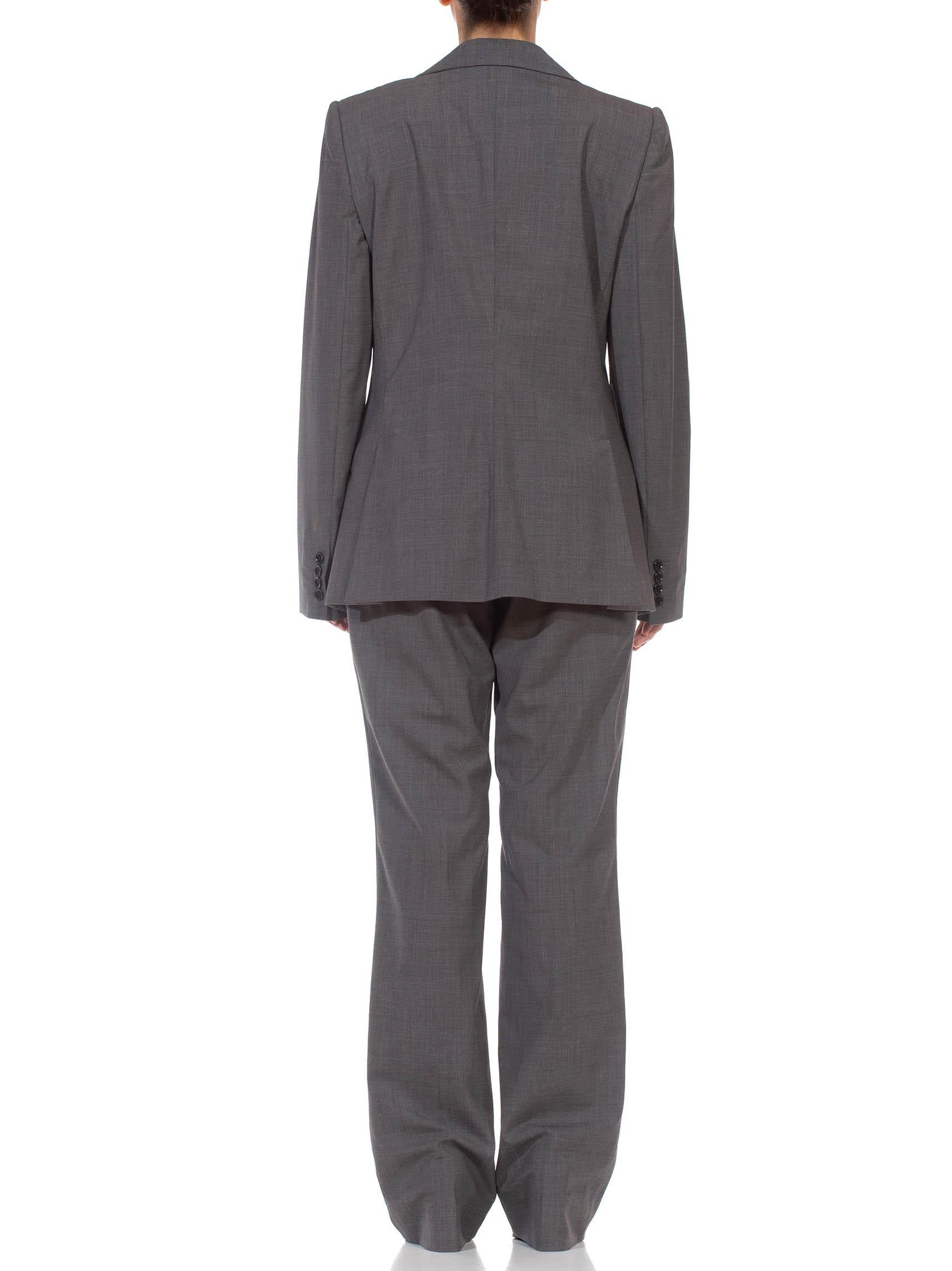 1990S DOLCE & GABBANA Grey Wool Blend Single Breasted Pant Suit In Excellent Condition For Sale In New York, NY