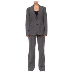 Vintage 1990S DOLCE & GABBANA Grey Wool Blend Single Breasted Pant Suit