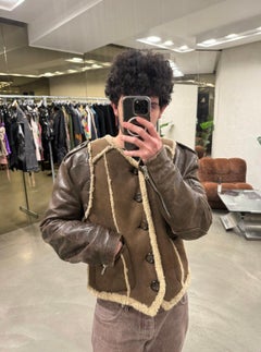 1990s Dolce & Gabbana hybrid shearling leather military jacket