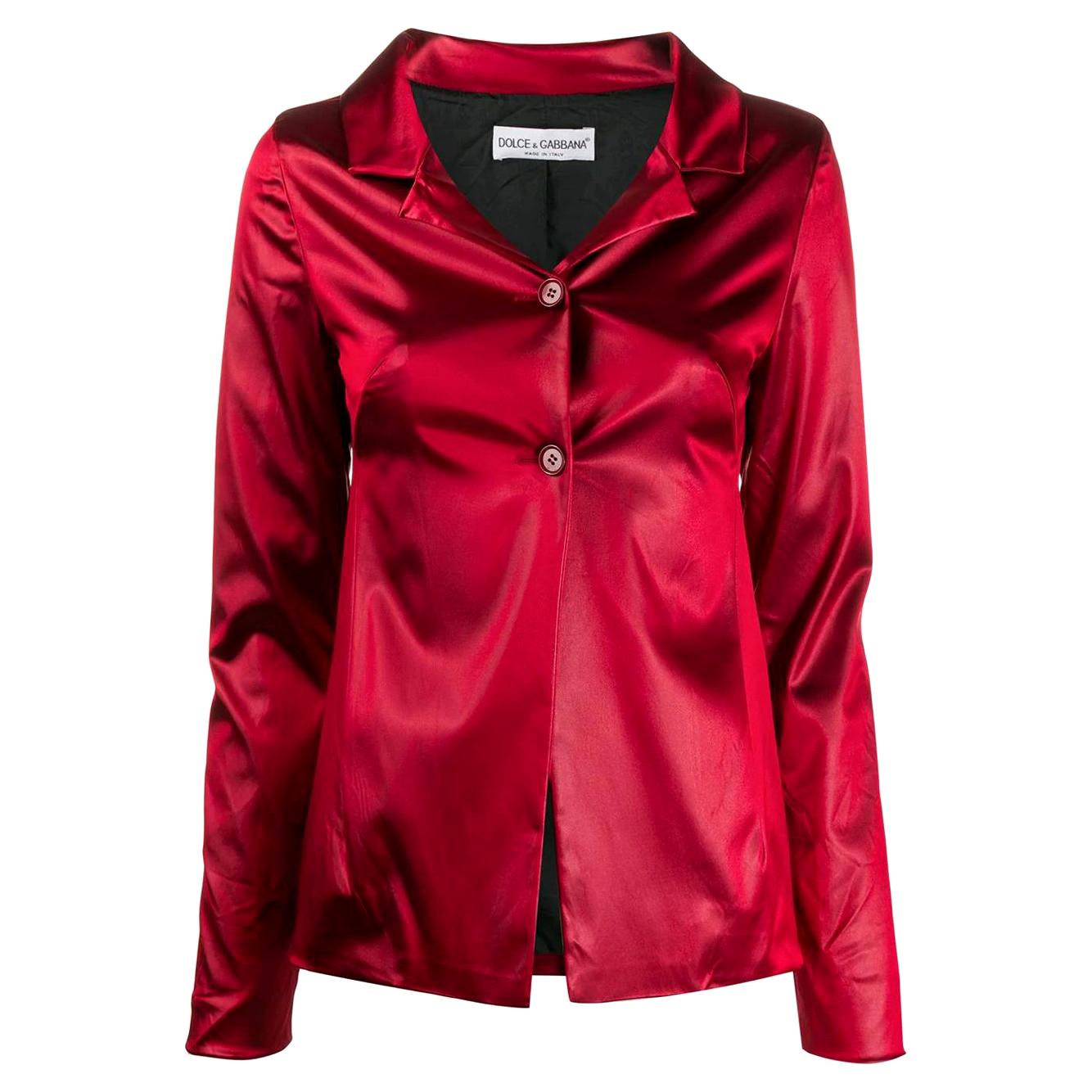 1990s Dolce & Gabbana Iridescent Red Jacket For Sale
