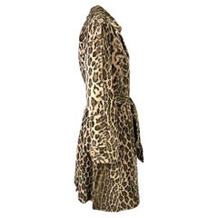 1990s Dolce & Gabbana Leopard Print Faux Fur Trench Coat