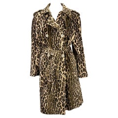 1990s Dolce & Gabbana Leopard Print Faux Fur Trench Coat