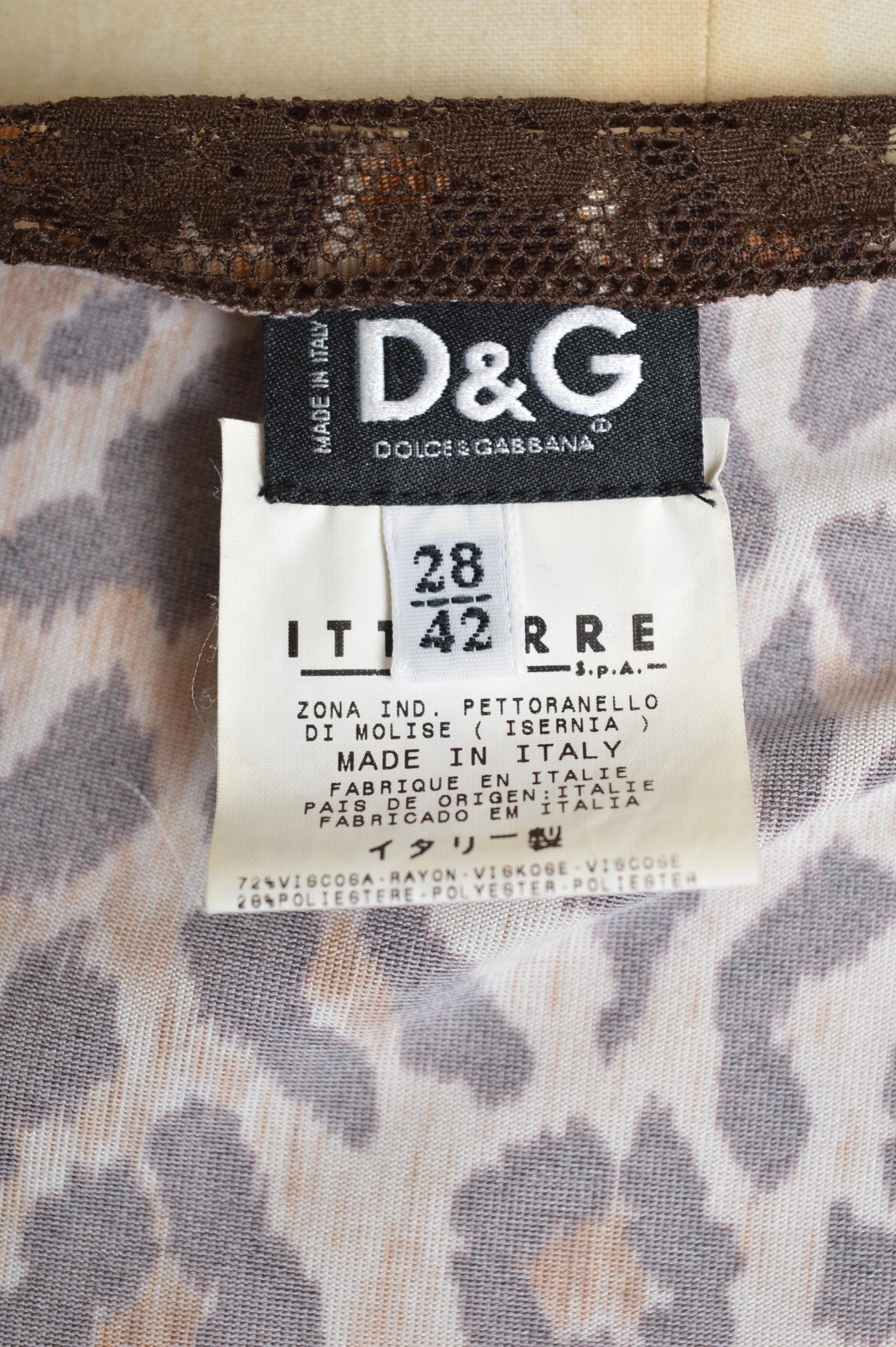 1990er Dolce & Gabbana Leopardendruck Riemchen-Spitzen-Slip-Cocktailkleid im Angebot 1