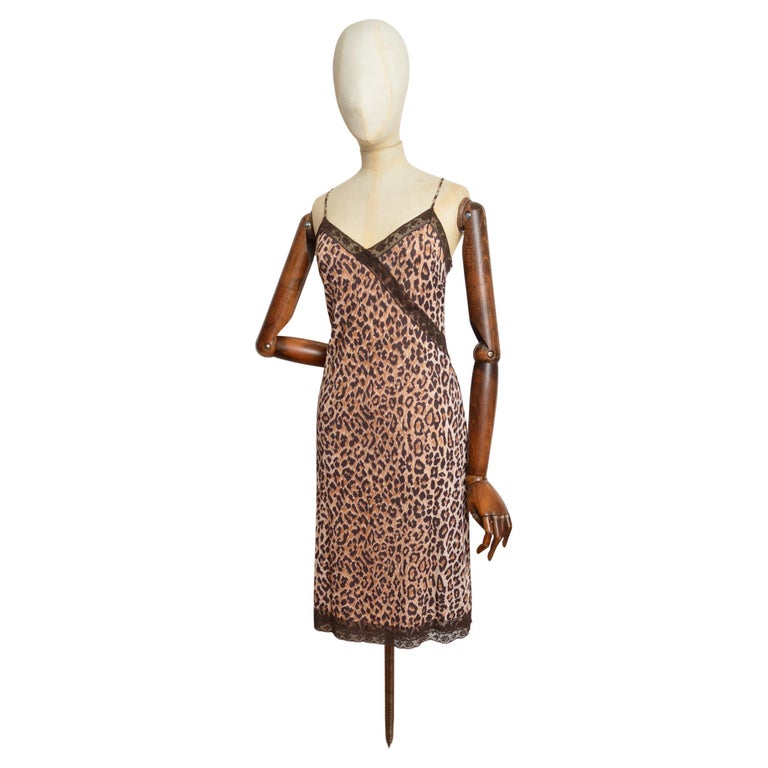 1990's Dolce and Gabbana leopard print strappy lace slip cocktail dress For Sale at 1stDibs 1990's Dolce and Gabbana leopard print strappy lace slip cocktail dress For Sale at 1stDibs