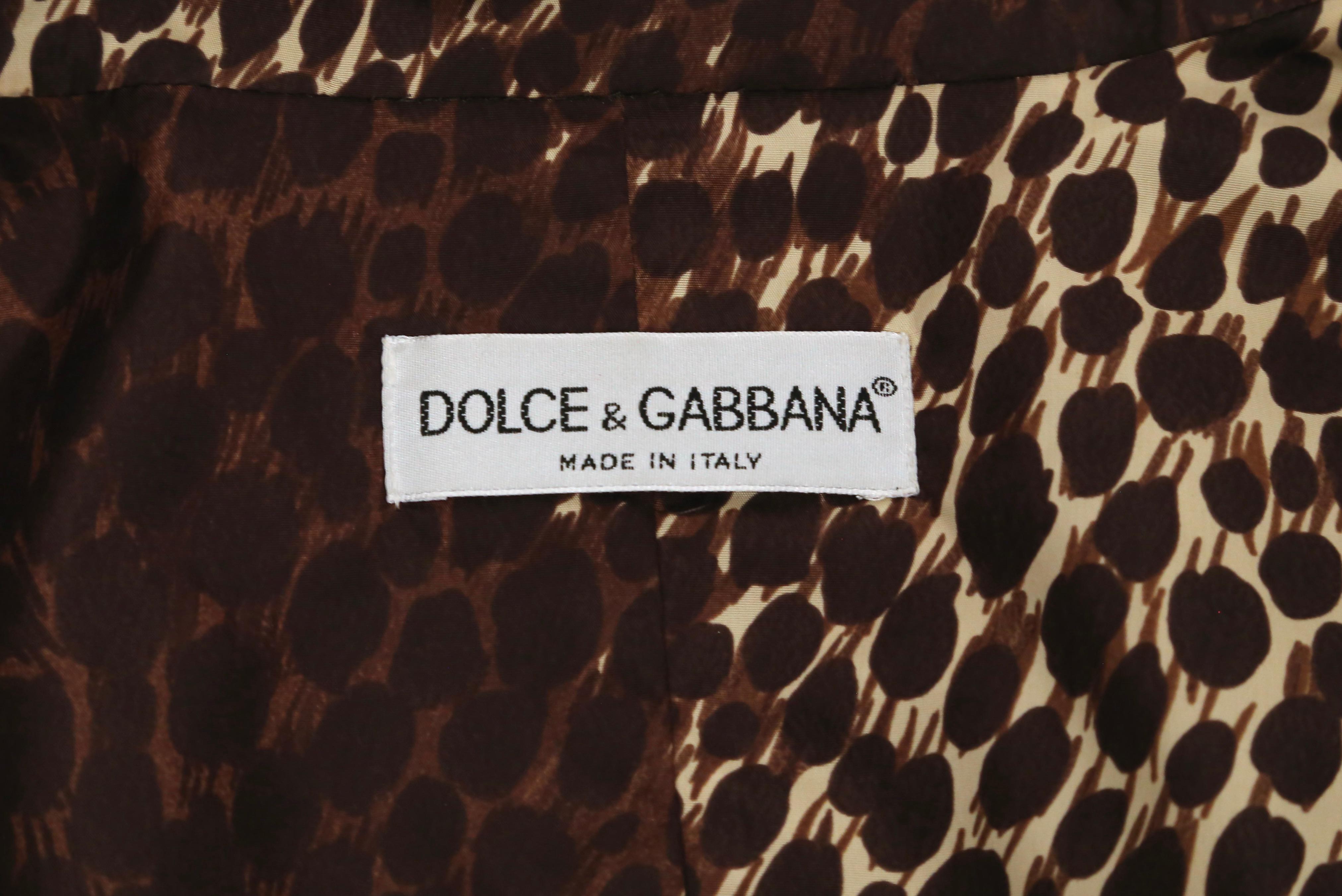 1990's DOLCE & GABBANA leopard printed long coat For Sale 4