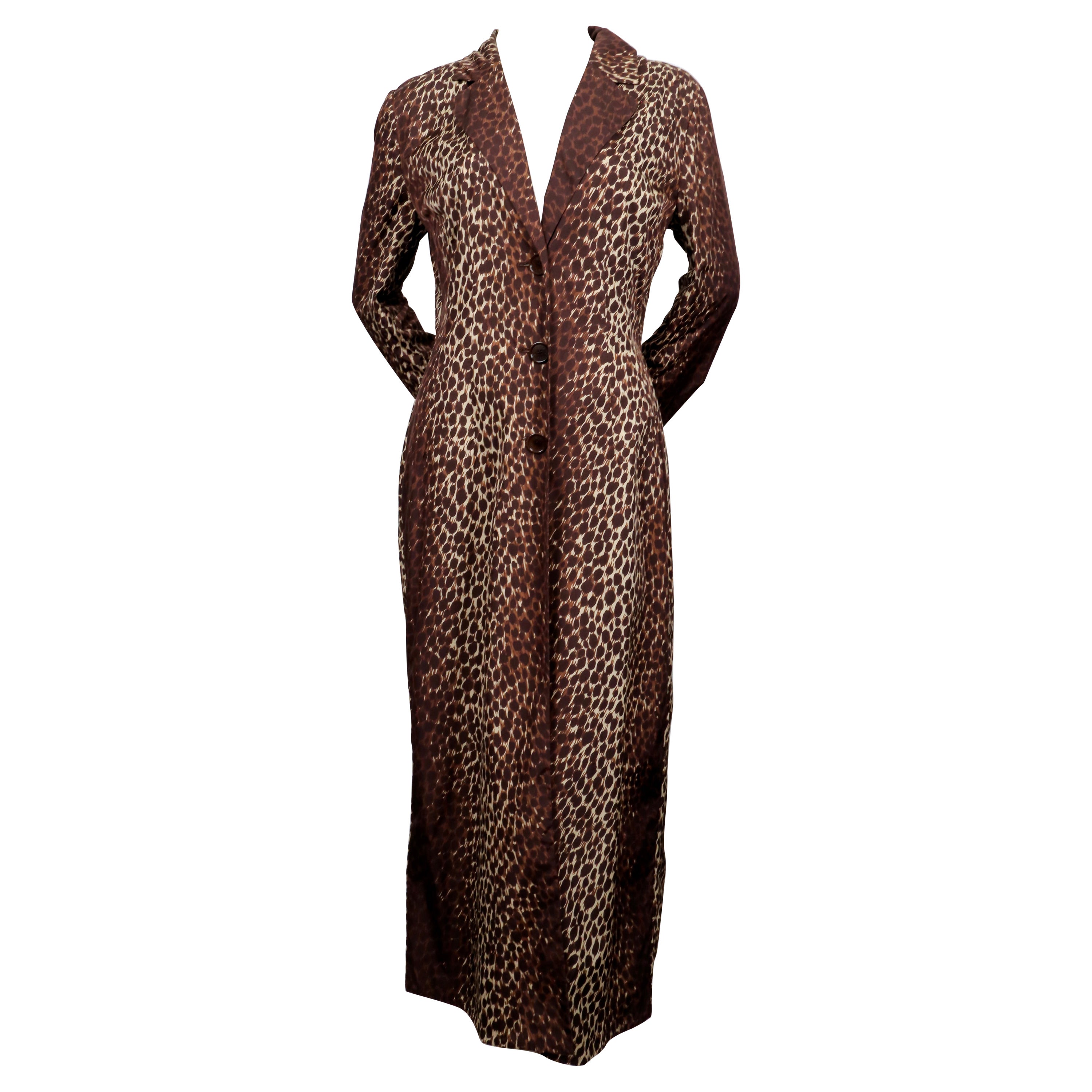 1990's DOLCE & GABBANA leopard printed long coat For Sale