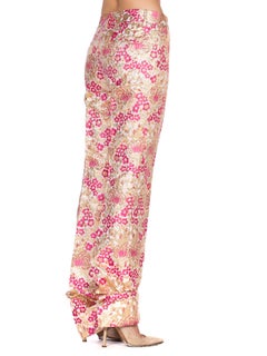 2000S DOLCE & GABBANA Pink Gold Rayon Lurex Damask  Pants