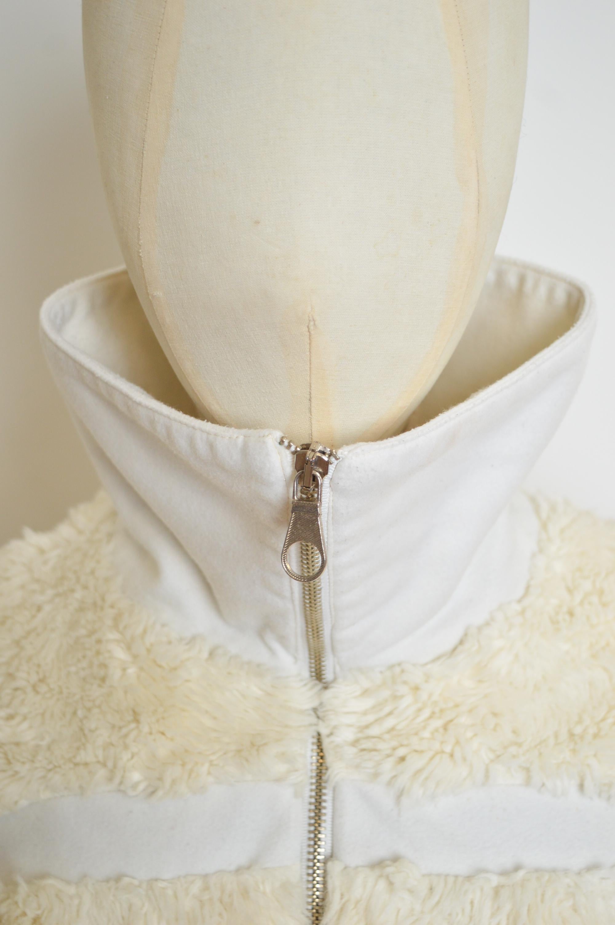 Women's 1990's DOLCE & GABBANA off White fluffy faux fur Zip down Bomber Jacket For Sale