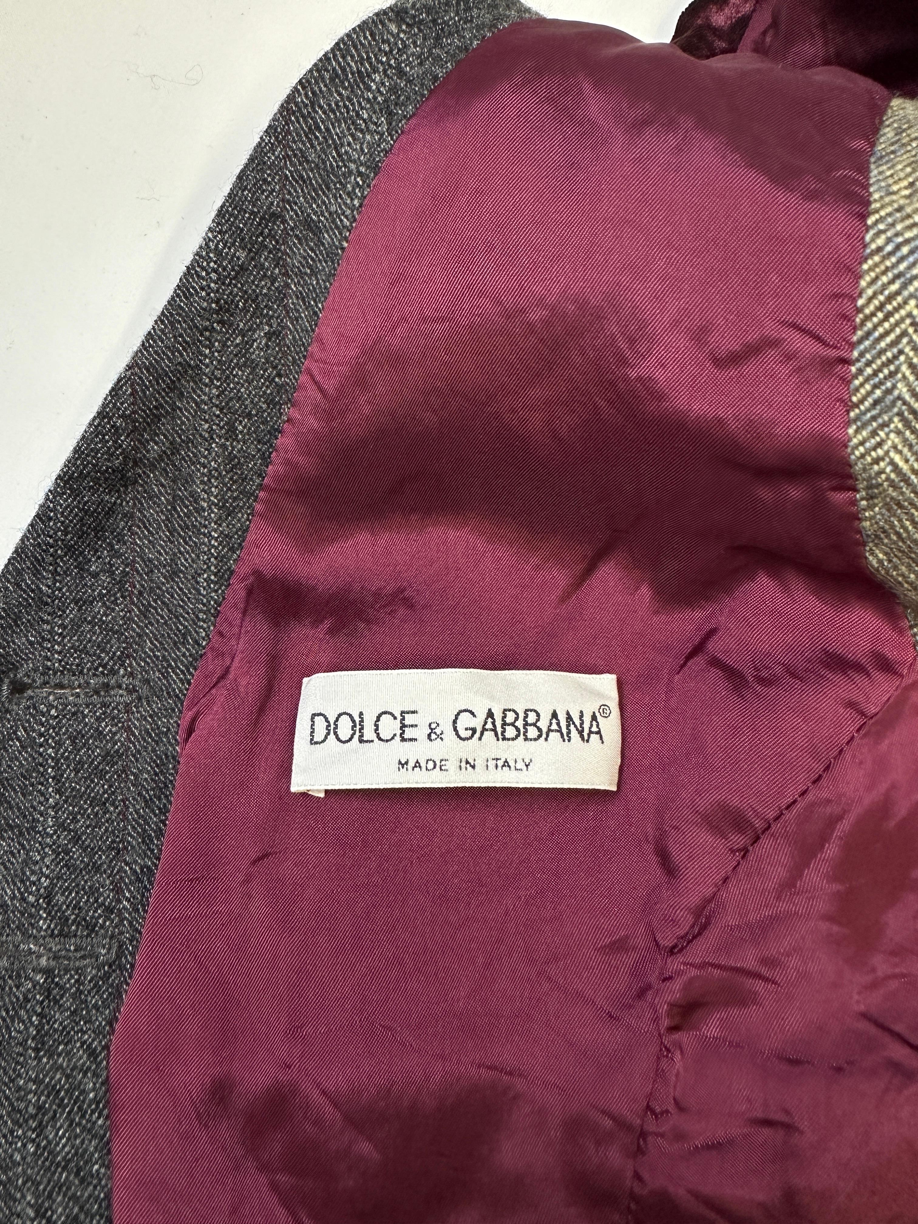 1990er Dolce & Gabbana Patchwork-Blazerweste aus Wolle mit Patchwork-Rekonstruktion im Zustand „Gut“ im Angebot in Padova, IT