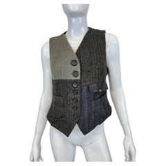 1990s Dolce & Gabbana patchwork reconstructed wool blazer vest jacket
