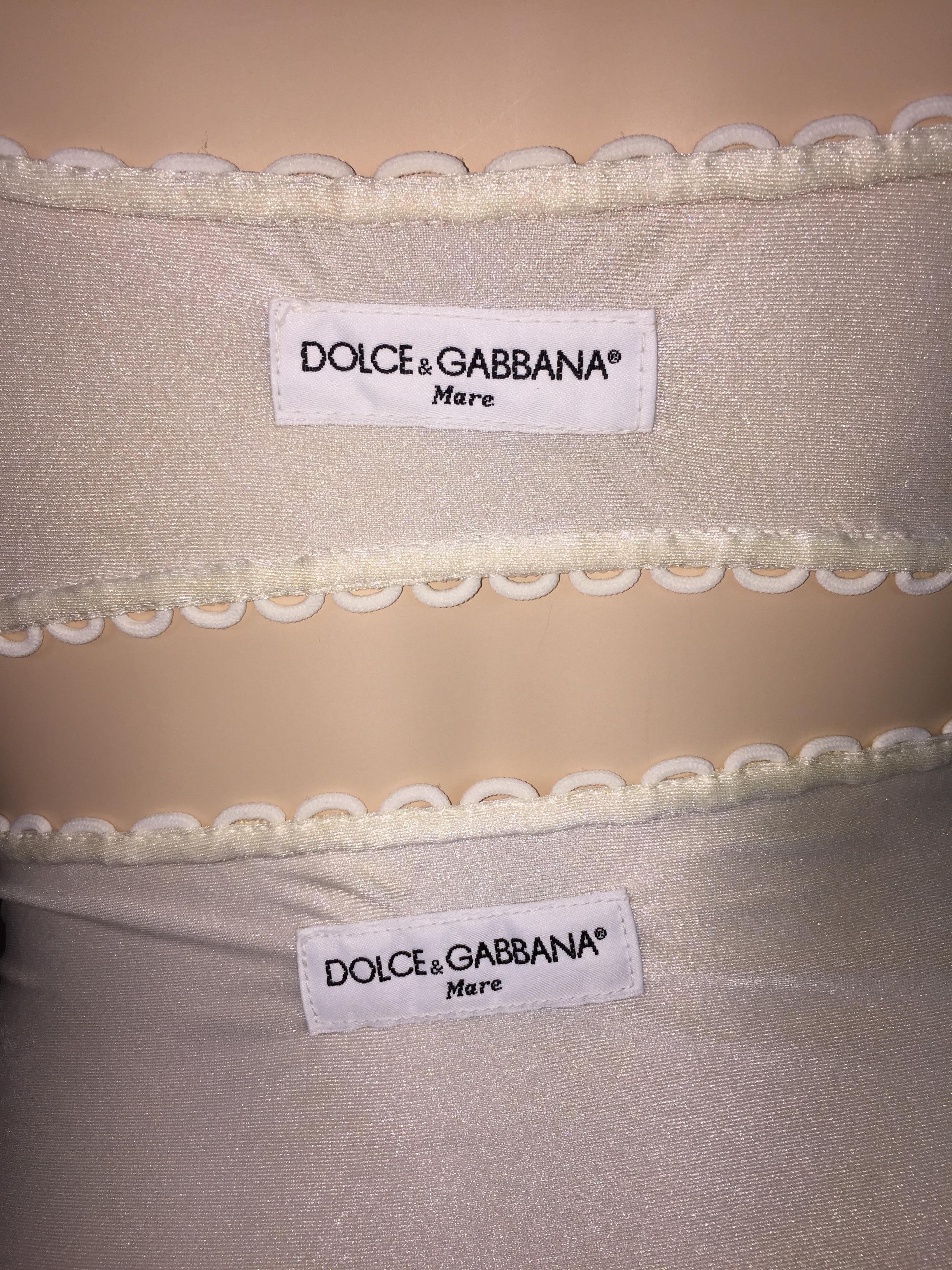 Gray 1990's Dolce & Gabbana Pin-Up Ivory Corset Crop Top & High Waist Panty Bikini