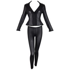 1990's Dolce & Gabbana Pin-Up Sheer Black Wasp Waist Jacket & Leggings