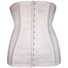 1990's Dolce & Gabbana Pin-Up Sheer Ivory Lace Corset Waist Cincher