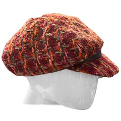 1990er DOLCE & GABBANA Newsboy-Hut aus Tweed aus Wollmischung in Rosa und Braun, 1990er Jahre