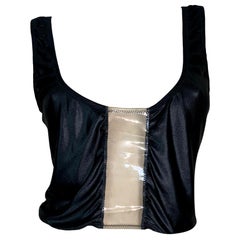 Vintage 1990's Dolce & Gabbana Plunging Clear PVC Plastic Crop Tank Top