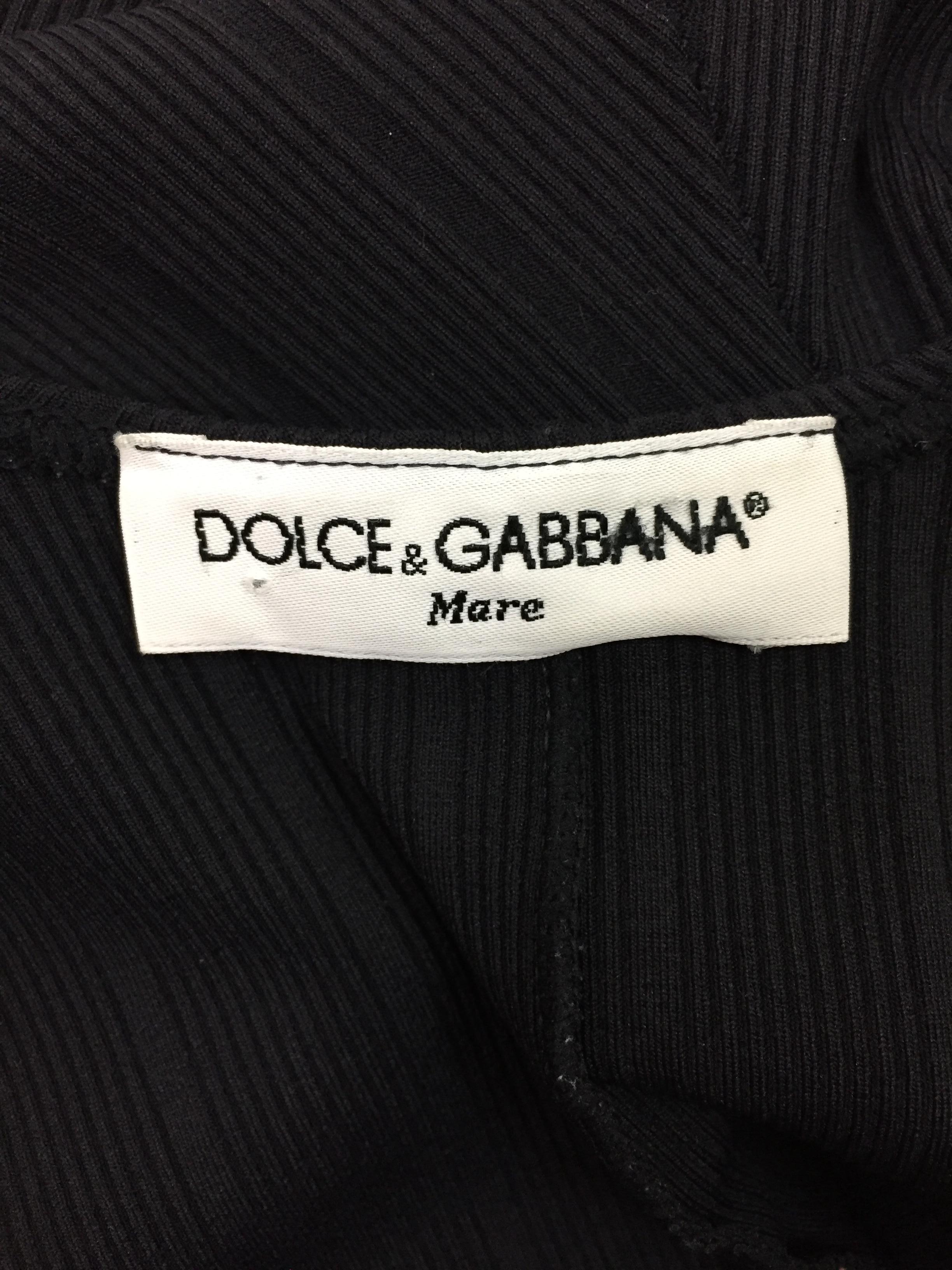 1990's Dolce & Gabbana Plunging Scoop Neck Black Bodycon Catsuit Jumpsuit In Good Condition In Yukon, OK