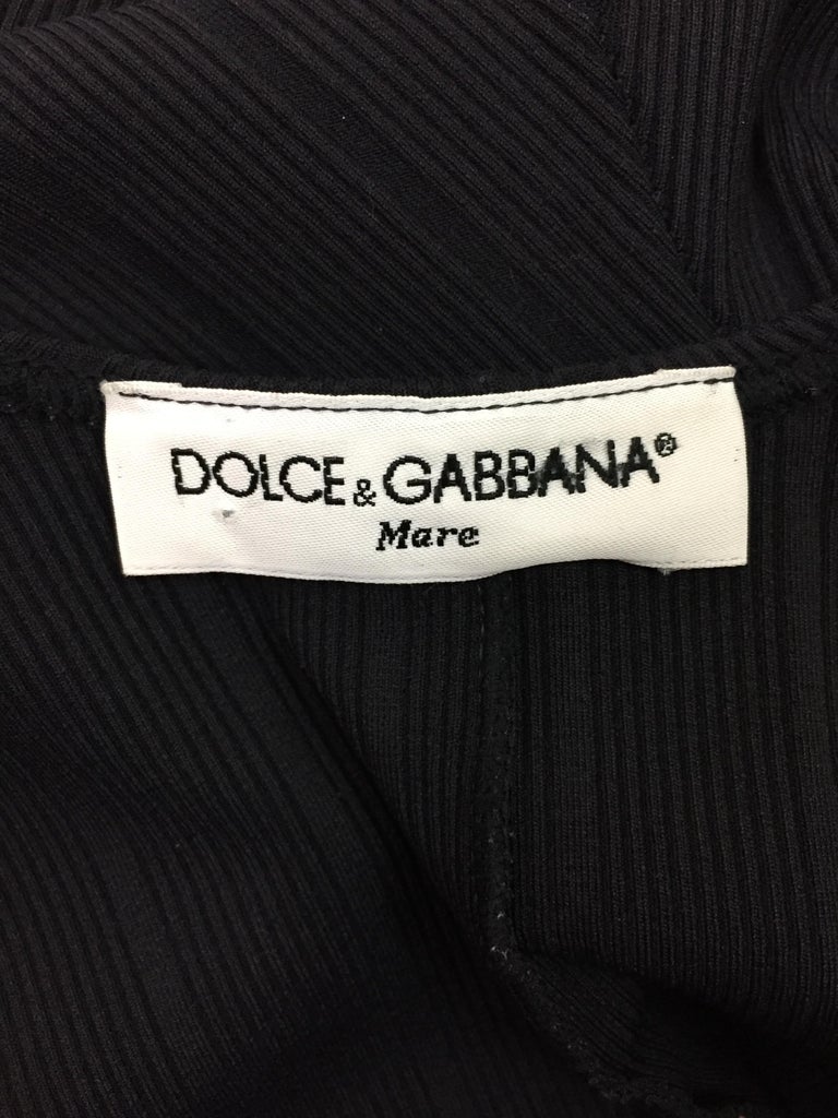 1990's Dolce and Gabbana Plunging Scoop Neck Black Bodycon Catsuit ...
