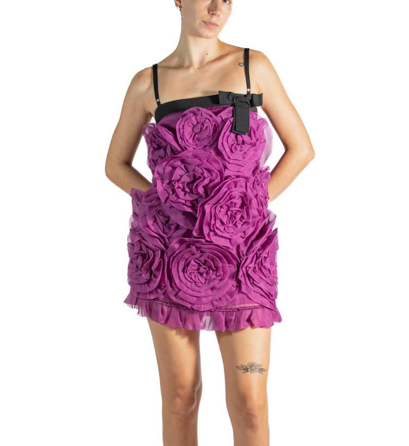 1990S Dolce & Gabbana Purple Black Silk Mini Cocktail Dress For Sale 4